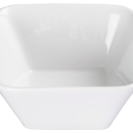 Winco WDP008-101 Laurets Bright White 9 oz. Porcelain Square Bowl