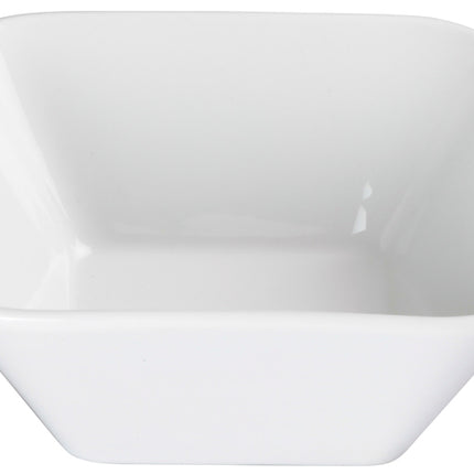 Winco WDP008-102 Laurets Bright White 20 oz. Porcelain Square Bowl