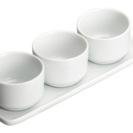 Winco WDP016-101 Newry Porcelain 12" x 3 1/2" Bright White Trios Tapas Bowl Set