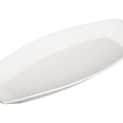 Winco WDP017-110 Loures Bright White 15 1/4" x 6 1/2" Oblong Porcelain Plate