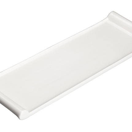 Winco WDP017-115 Paredes 12" x 3 3/4" Bright White Rectangular Narrow Rim Porcelain Platter