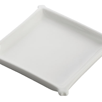 Winco WDP018-101 Edessa Bright White 4 1/4" Square Porcelain Dish