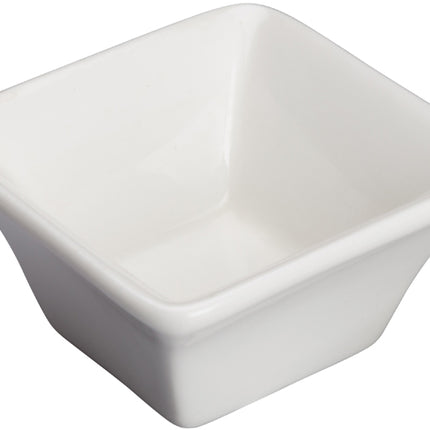 Winco WDP021-104 Mescalore Bright White 2 1/2" Square Porcelain Mini Bowl