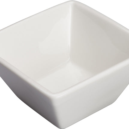 Winco WDP021-105 Mescalore Bright White 3 1/8" Square Porcelain Mini Bowl