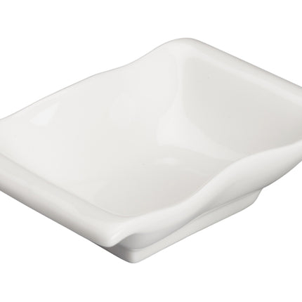 Winco WDP021-106 Mescalore Bright White 4 1/2" x 2 7/8" Rectangular Porcelain Dish