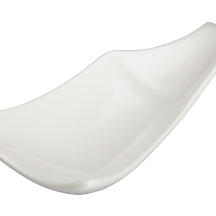 Winco WDP021-112 Mescalore Bright White 8 1/8" x 3 1/8" Free-Form Porcelain Small Plate