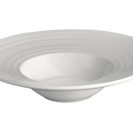 Winco WDP022-101 Zendo 7 1/4" White Round Wide Rim Porcelain Bowl