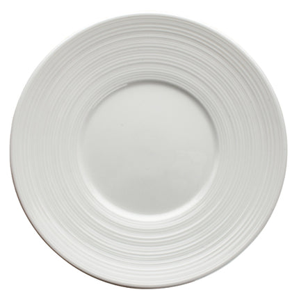 Winco WDP022-105 Zendo White 6 1/2" Round Wide Rim Porcelain Dinner Plate