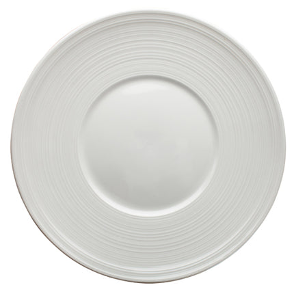 Winco WDP022-107 Zendo White 9" Round Wide Rim Porcelain Dinner Plate