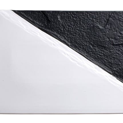 Winco WDP023-203 Visca 15 1/2" x 10" Black & White Rectangular Porcelain Platter