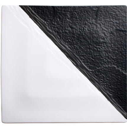 Winco WDP023-205 Visca 13" Black & White Square Porcelain Platter