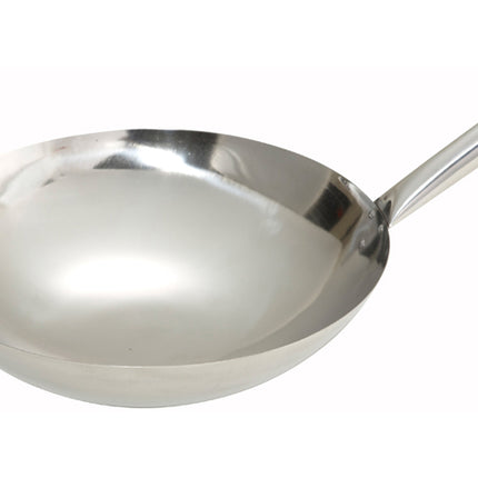 Winco WOK-16N 16" Stainless Steel Chinese Style Wok with Riveted Handle