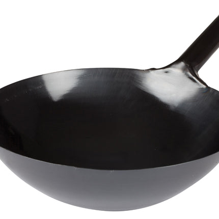 Winco WOK-34 14" Carbon Steel Japanese Style Wok with Welded Handle