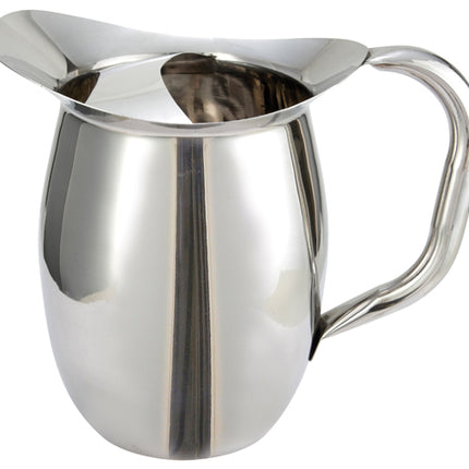 Winco WPB-3C 96 oz. Stainless Steel Bell Pitcher with Ice Guard