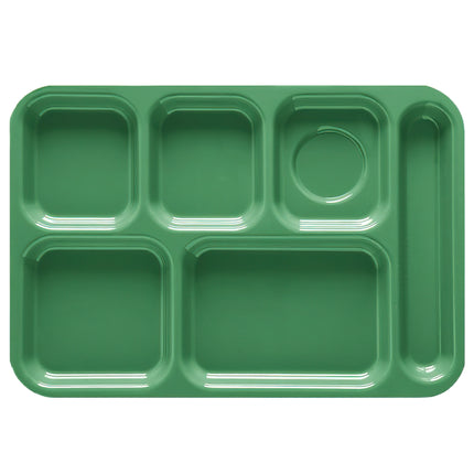 GET TR-152-GR Rainforest Green ABS 14.375" X 9.875" Right Handed 6-Compartment Tray - 12/Case