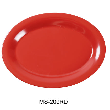 Yanco MS-209RD Melamine 9 1/2" x 7 1/4" Oval Platter Orange Red