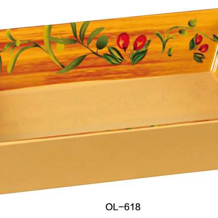 Yanco OL-618 Olive Melamine 17 3/4" x 11 3/4" x 2 1/2" Rectangular Tray