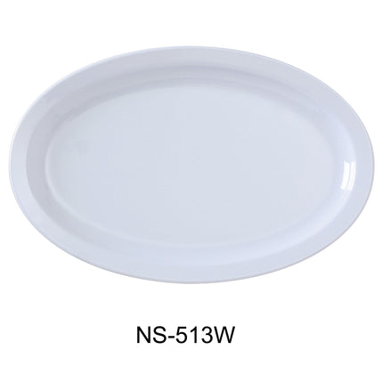 Yanco NS-513W Nessico Melamine 13" x 8 1/2" Oval Platter W/Narrow Rim White