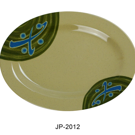 Yanco JP-2012 Japanese Melamine 12" x 9" Oval Plate