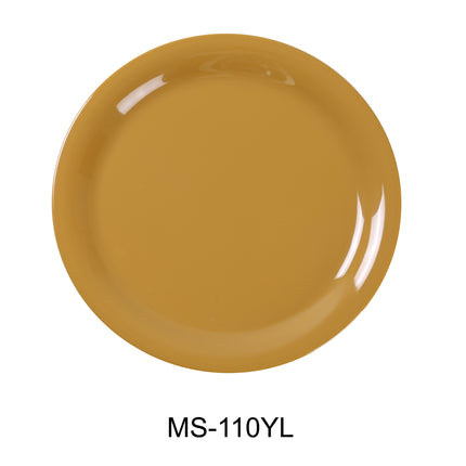 Yanco MS-110YL Melamine 10 1/2" Narrow Rim Round Plate Yellow