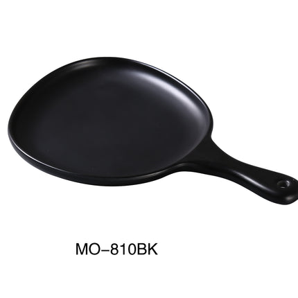 Yanco MO-810BK Moderne Melamine 12" x 8" x 1" Pan Plate With Handle Black