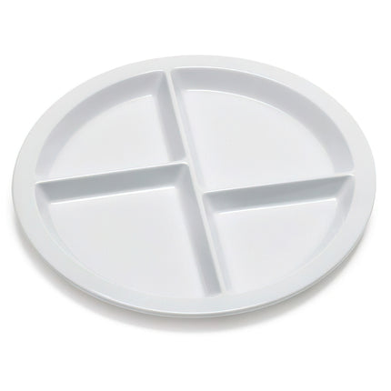 GET CP-534-W SuperMel White Melamine 10" 4-Compartment Plate - 12/Case