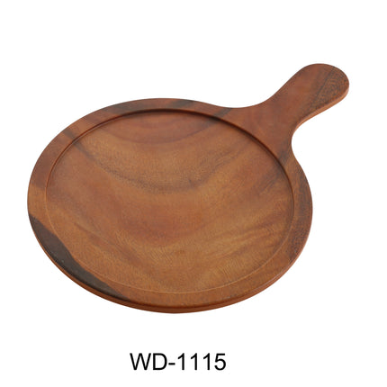 Yanco WD-1115 Wooden Tray Melamine 10 1/4" Round Tray With Handle