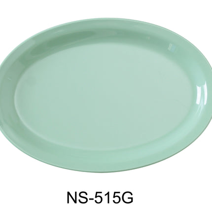 Yanco NS-515G Nessico Melamine 13 1/4" x  9 1/2" Oval Platter W/Narrow Rim Green