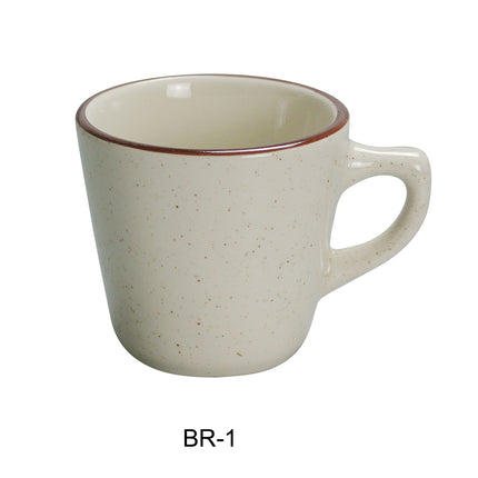 Yanco BR-1 Brown Speckled China 3 3/4" x 2 1/2"H Tall Cup 7 Oz