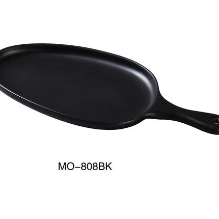 Yanco MO-808BK Moderne Melamine 14 1/2" x 6 1/2" x 1" Pan Plate With Handle Black