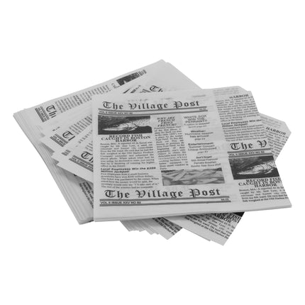 GET 4-T3000 White Paper 7" X 7" Village Post Newsprint Food-Safe Double-Open Bag/Wire Cone Basket Liner/Deli Wrap Liner - 2000/Case
