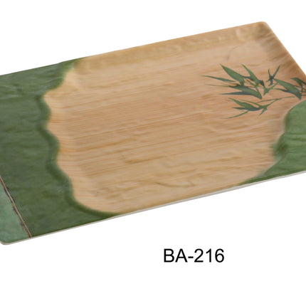 Yanco BA-216 Bamboo Style Melamine 16" x 10" Rectangular Plate