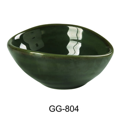 Yanco GG-804 Green Gem China 4" x 3-1/8" x 1-1/2" Olive Sauce Dish 2 Oz