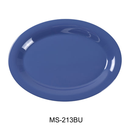 Yanco MS-213BU Melamine 13 1/2" x 10 1/2" Oval Platter Blue