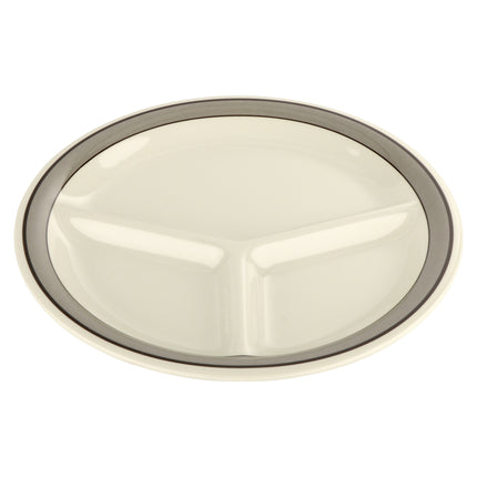 GET CP-10-CA Diamond Cambridge Ivory Melamine 10.25" 3-Compartment Plate - 12/Case