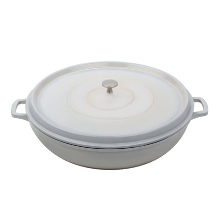 GET CA-013-AWH/BK/CC Heiss White/Black Aluminuminum 0.75 Qt. 6" Induction Ready Round Dutch Oven With Lid - 16/Case