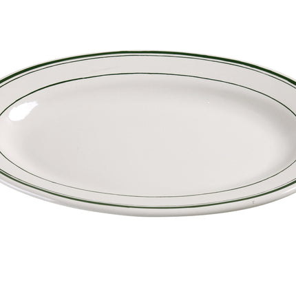 Yanco GB-12 Green Band China 10 3/8" x 7 1/2" Platter