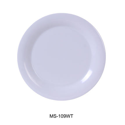 Yanco MS-109WT Melamine 9" Narrow Rim Round Plate White