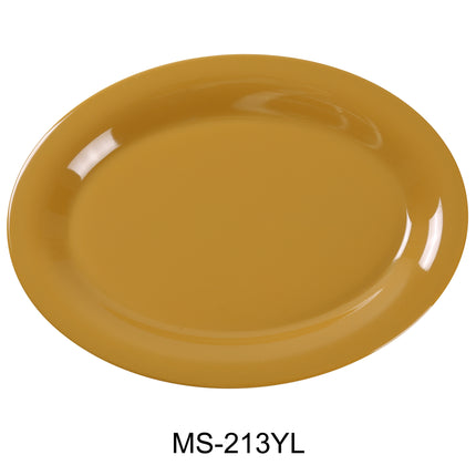 Yanco MS-213YL Melamine 13 1/2" x 10 1/2" Oval Platter Yellow