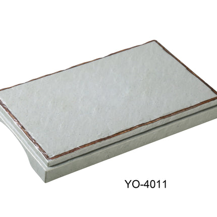 Yanco YO-4011 Yoto Melamine 11" x 7 1/4" x 7/8" Rectangular Display Plate With Foot