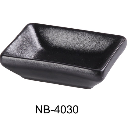 Yanco NB-4030 Noble Black China 3" x 2-1/4" x 1" Sauce Dish 1 Oz