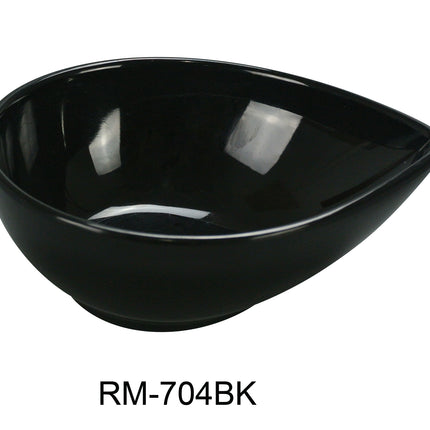 Yanco RM-704BK Rome Melamine 4" x 3 1/2" x 1 1/2" Waterdrop Shape Dish Black 4 Oz