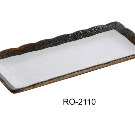 Yanco RO-2110 Rockeye China 10" x 4 1/4" Rectangular Sushi Plate