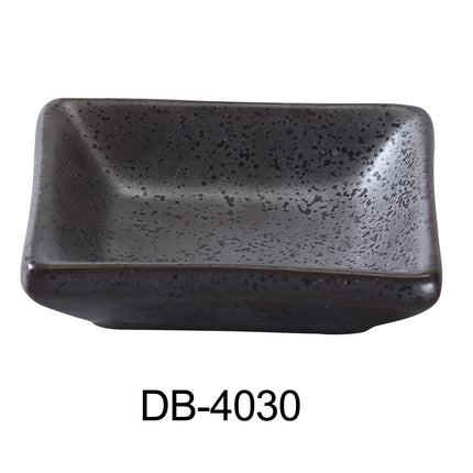 Yanco DB-4030 Diamond Black China 3" x 2 1/4" x 3/4" Sauce Dish 2 Oz