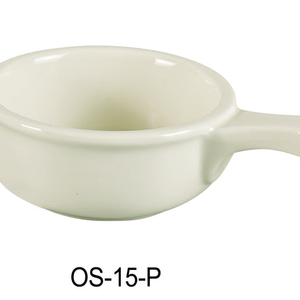 Yanco OS-15-P China 5 1/4" x2 1/4" Onion Soup Crock With Handle Super White 15 Oz