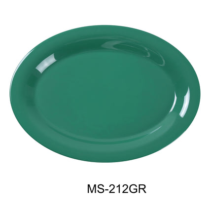 Yanco MS-212GR Melamine 12" x 9" Oval Platter Green