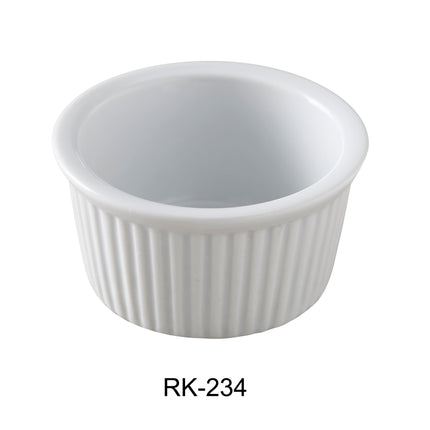 Yanco RK-234 China 3" x 1 1/4"H Ramekin Fluted 3.5 Oz