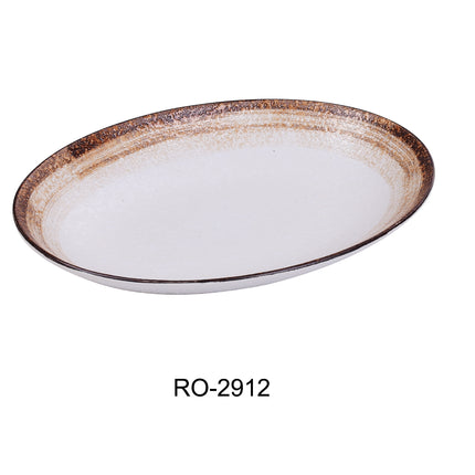 Yanco RO-2912 Rockeye-2 China 12" x 9" x 1 3/4" Deep Oval Plate 28 Oz