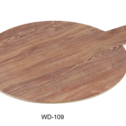 Yanco WD-109 Wooden Tray Melamine 8 1/2" Round Tray With Handle