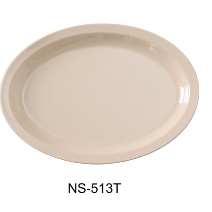 Yanco NS-513T Nessico Melamine 13" x 8 1/2" Oval Platter W/Narrow Rim Tan